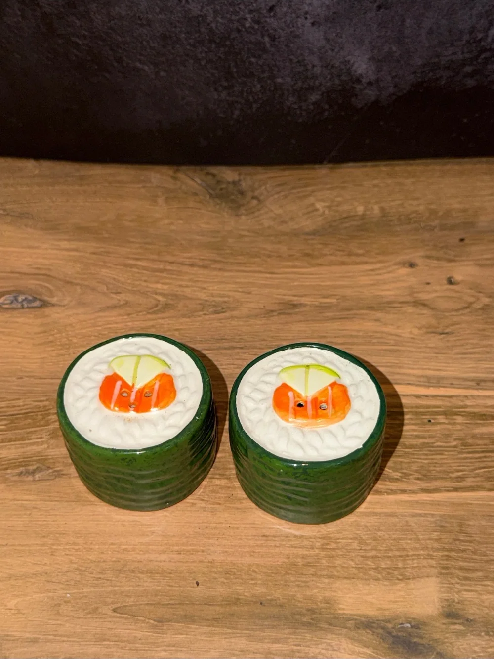 Handmade Sushi Roll Salt & Pepper Shakers - Green and White